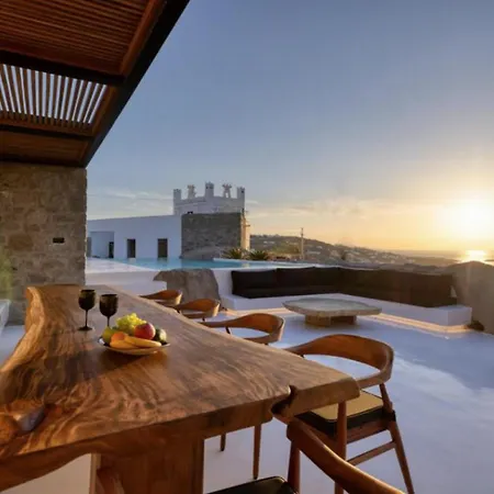 Exquisite Mykonos Villa Villa Apocryphos 6 Bedrooms Unique Aegean Sea Views Private Infinity Pool Indoor Cave Heated Pool Outdoor Jacuzzi, Glastros (Mykonos)