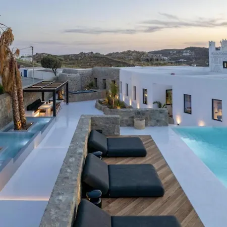 Villa Exquisite Mykonos Villa Villa Apocryphos 6 Bedrooms Unique Aegean Sea Views Private Infinity Pool Indoor Cave Heated Pool Outdoor Jacuzzi,