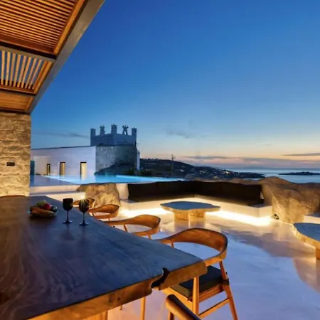 Villa Exquisite Mykonos Villa Villa Apocryphos 6 Bedrooms Unique Aegean Sea Views Private Infinity Pool Indoor Cave Heated Pool Outdoor Jacuzzi,